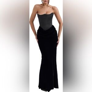 HOUSE OF CB Velvet Gown with Corset - Only Worn Once! Size 10-12